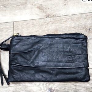 Hobo Black Leather WAVER Wristlet Clutch Wallet